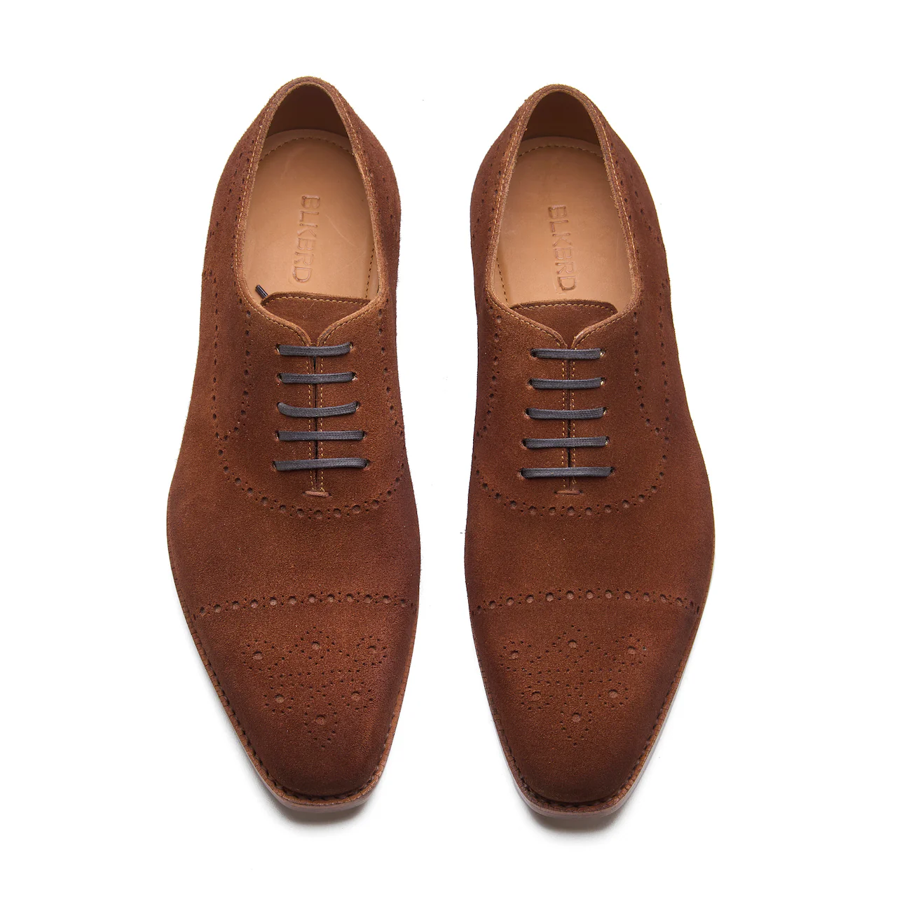 Constello, True Seamless | Faux Cap-toe Semi Brogue, Hand Welted - Castorino Suede French Brown - Image 2
